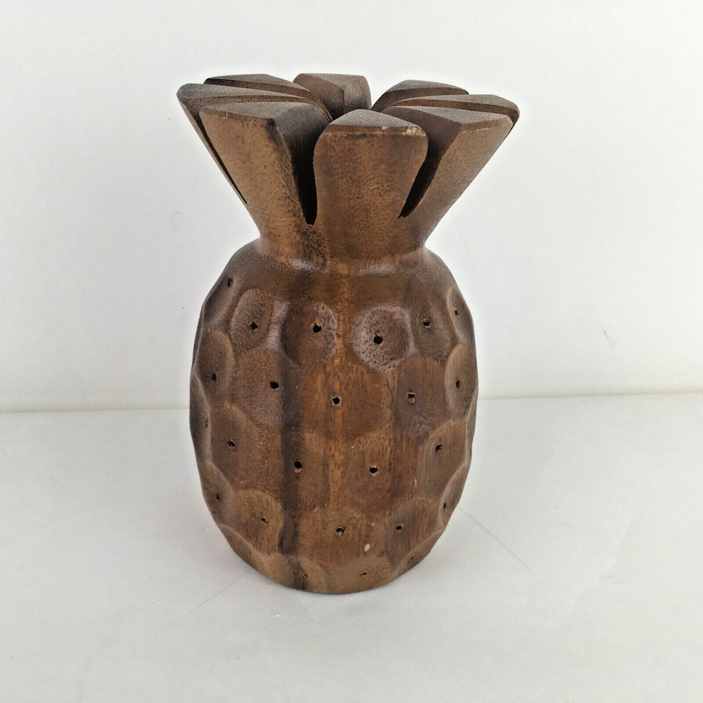 Monkey Pod Wood Carved Pineapple Woods of Hawaii Solid Wood Vintage Toothpick